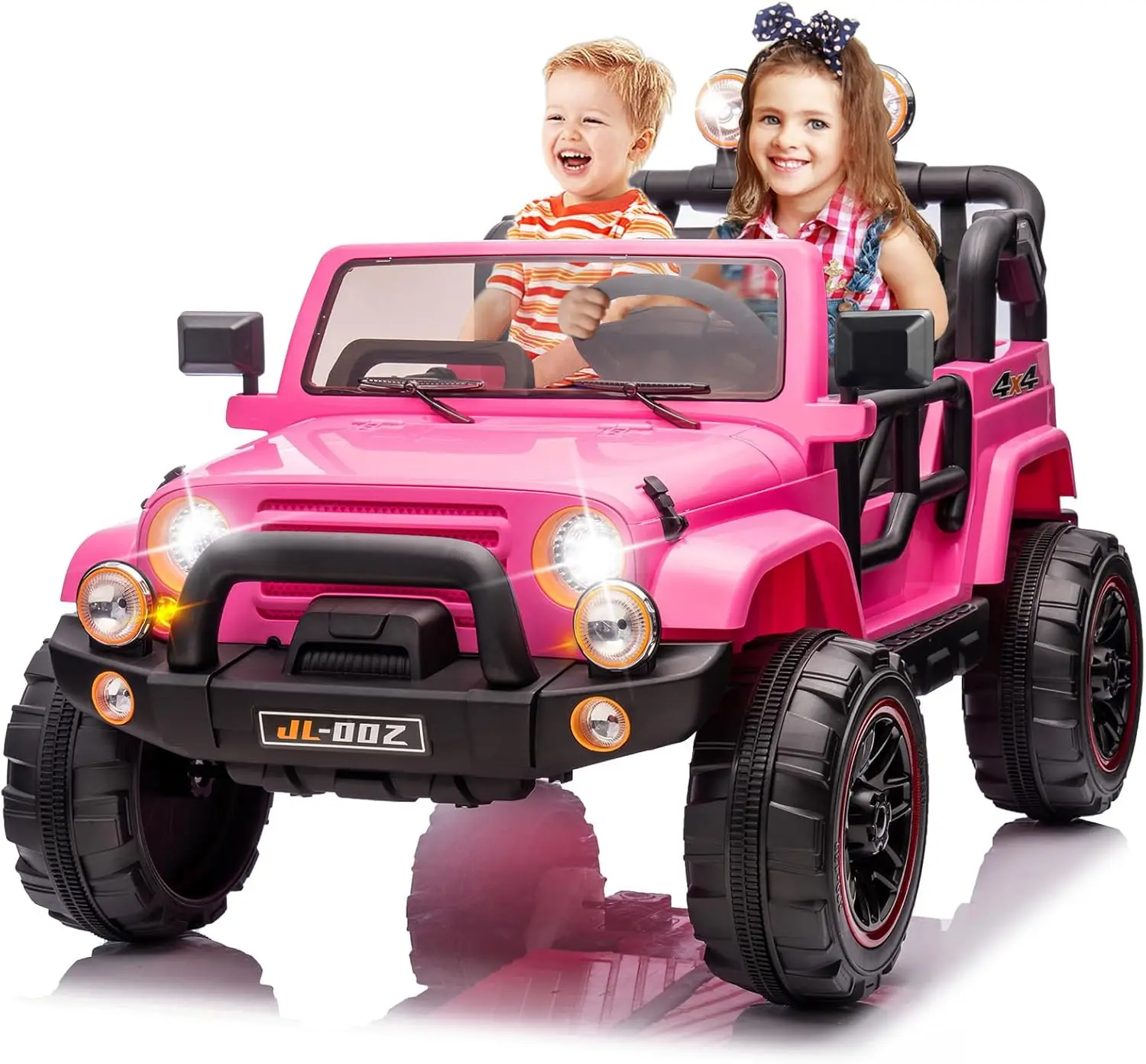 2-Seater Ride On Truck and Car Cover, 12V7AH Children's Electric Car W/Parental Remote Control, Music, LED Lights, Spring