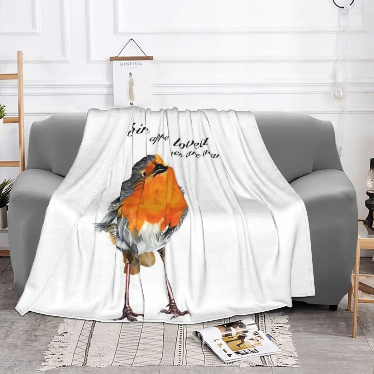 Robin - Robin Redbreast - Red Quilt Bed Blankets Winter Blankets Home And Decoration Throw Blanket