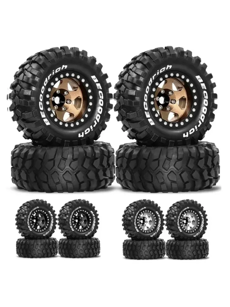 4 Stück 95mm Metall-Tiefbettfelgen mit Beadlock für 1/10 RC Crawler Auto, kompatibel mit MJX H12Y R260 1.9' Reifensatz