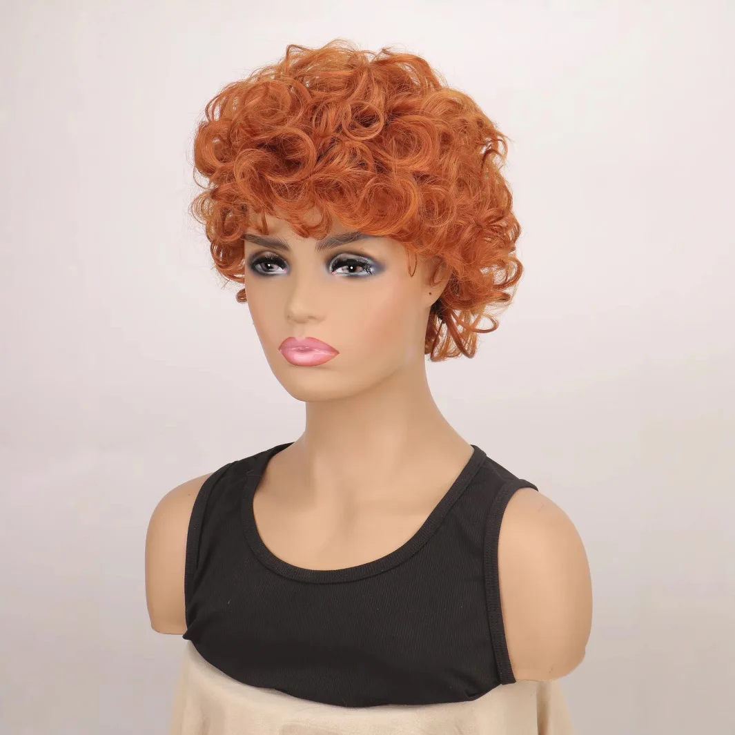 

Adult Cosplay Wig Short Wavy Orange Full Wigs Party Halloween Costume Wigs Red Orange Curly Wig for Mrs Roper Costume Landlady