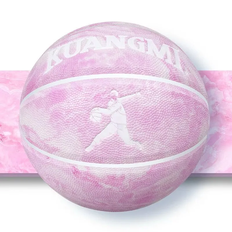 Kuangmi 오리지널 스트리트 볼 대리석 정맥 PU 가죽 농구, 게임 훈련, 실내 야외 스포츠 장비, 사이즈 7