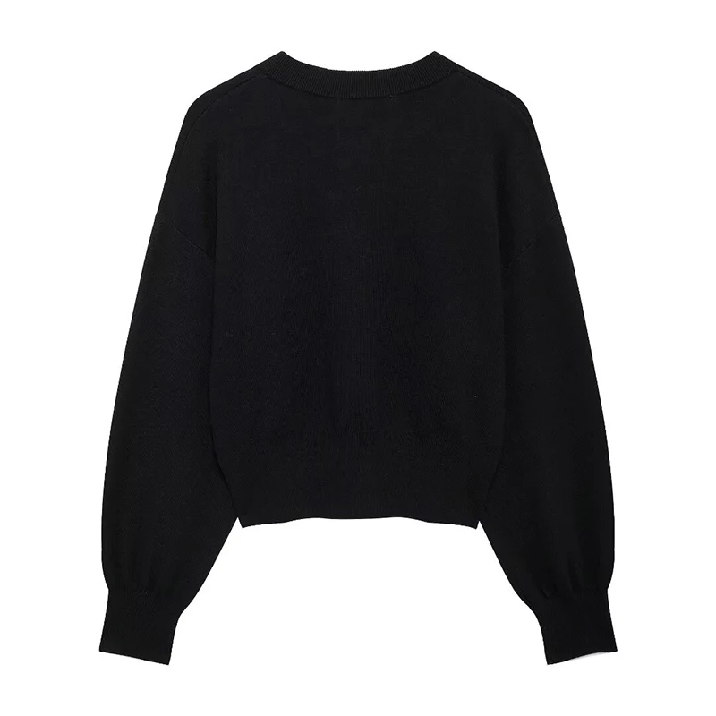 Willshela Women Fashion Solid Single Breasted Knitted Sweater Vintage O-Neck Long Sleeves Female Chic Lady Outfits
