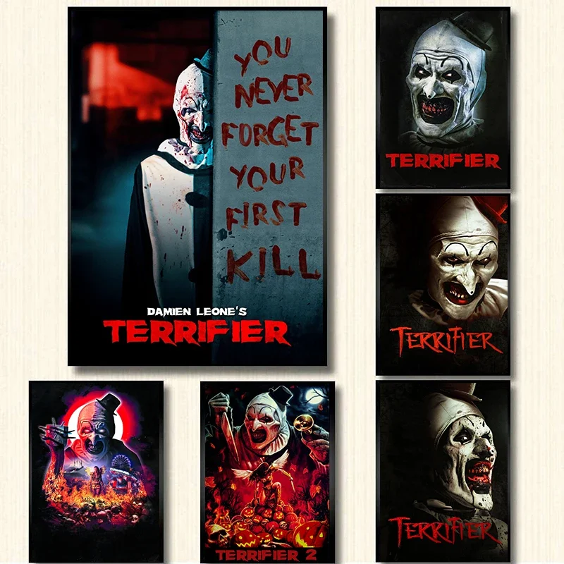 2022 Terrifier 2 Poster Aesthetics Movie Tv Set Retro Decoration Horror Film Canvas Painting For Wall  Mural Home Room Decor