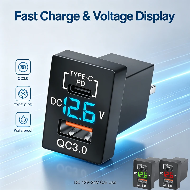 Universal Modified Charger for Cars and Boats Type C PD QC3.0 USB Fast Charger Socket Mobile Phone Charging Power Adapter Socket