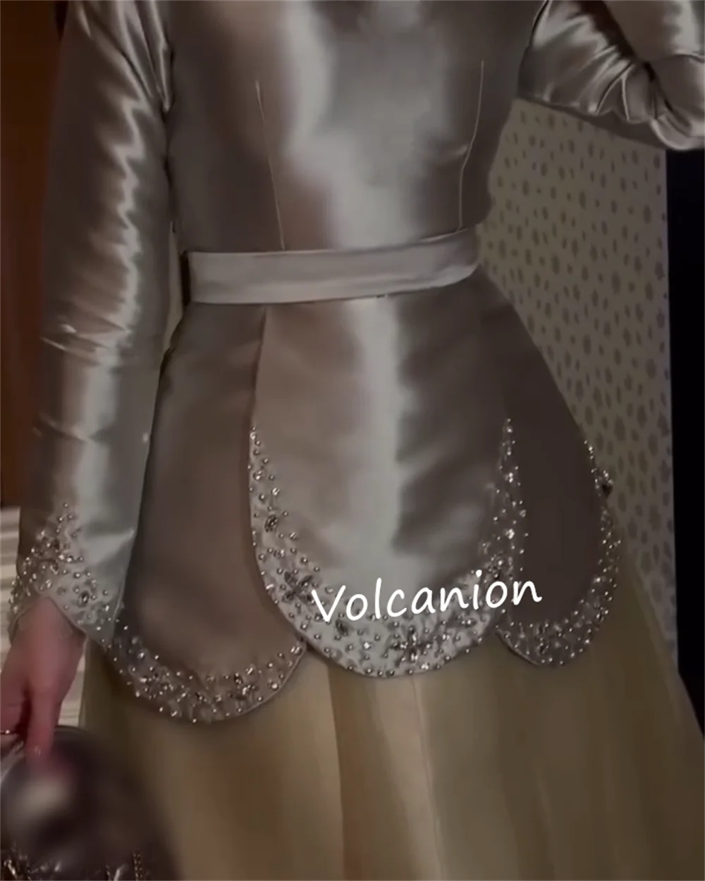 Customized Charmeuse Sequined A-line Jewel Midi Dresses Bespoke Occasion Evening Formal Classic High Quality