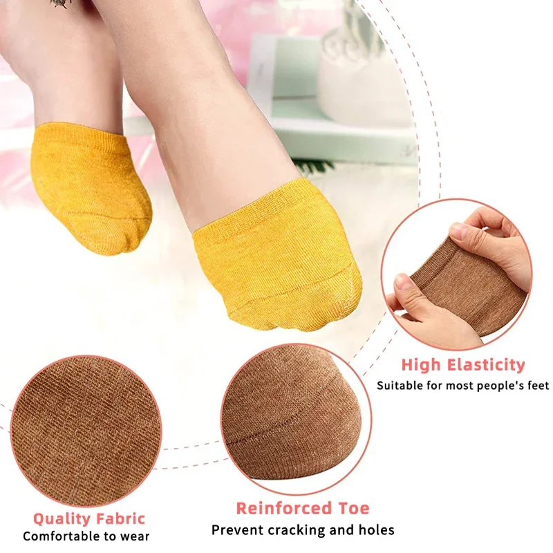 5 Pairs Forefoot Socks Woman Summer Solid Color Female Half Foot Toe Cover Half Socks Heels Invisible Cotton Breathable Socks