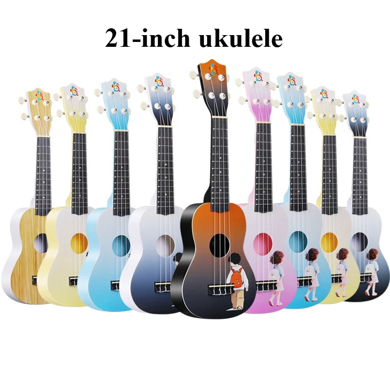 

Beginner 21-inch ukulele, cartoon, couple style, gradient color, small guitar, exquisite gift for children