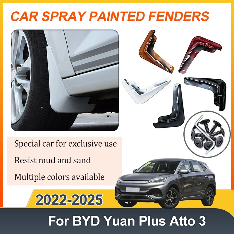 

Car Baking Paint Fender For BYD Yuan Plus Atto 3 2022 2023 2024 2025 Front Rear Mud Flap Mudguards Splash Flaps Auto Accessories