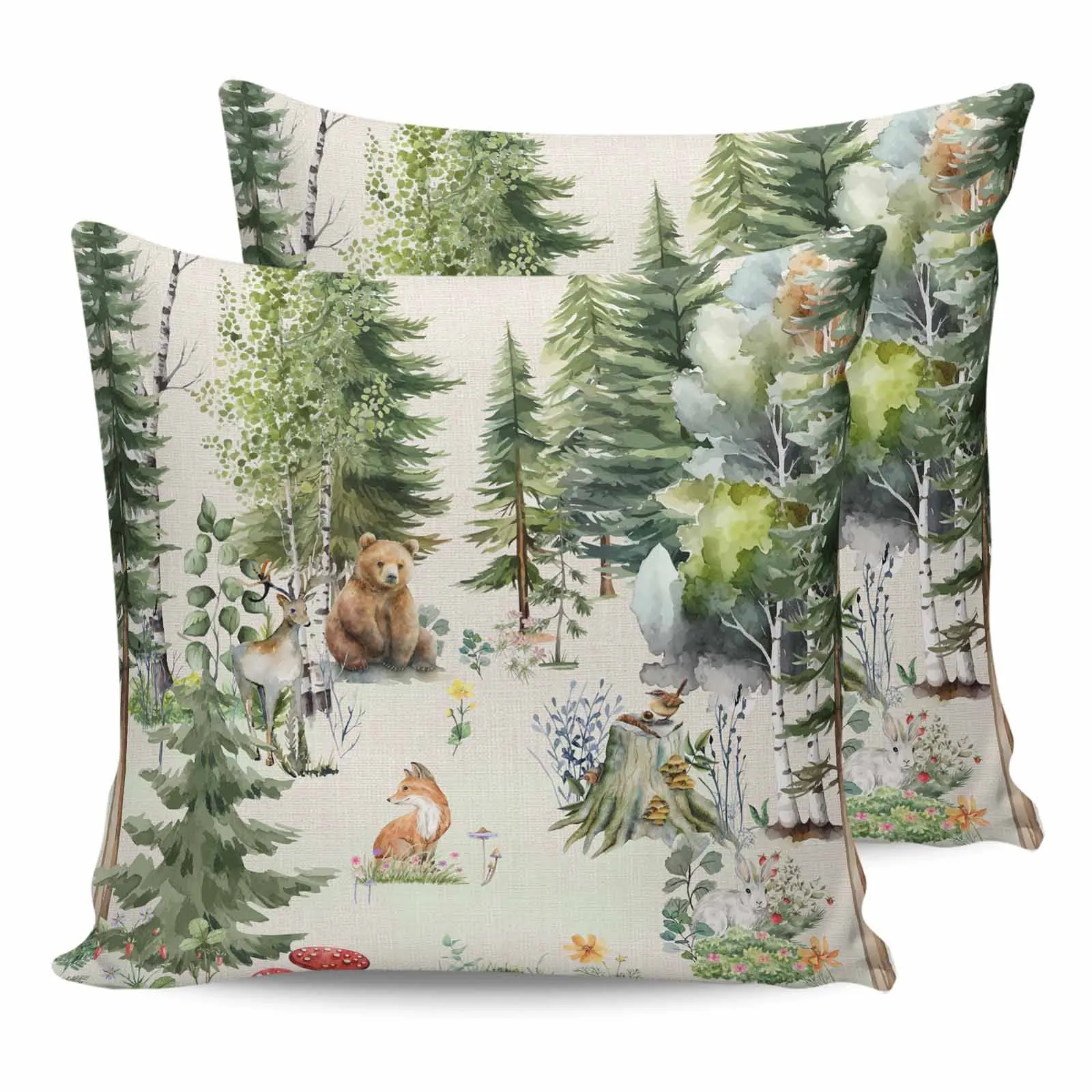 2/4PCS Outdoor Garden Chair Waterproof Cushion Cover Animal Bear Deer Fox Rabbit Home Decor Pillow Case Home Decor Pillow Case