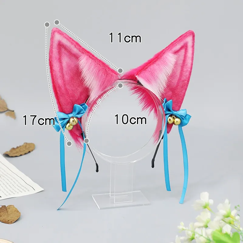 New Cosplay LOL Fox Ear Headband Plush Furry Bow Bell Ears Hairband Masquerade Party Lolita KC Hair Accessories for Women Girls