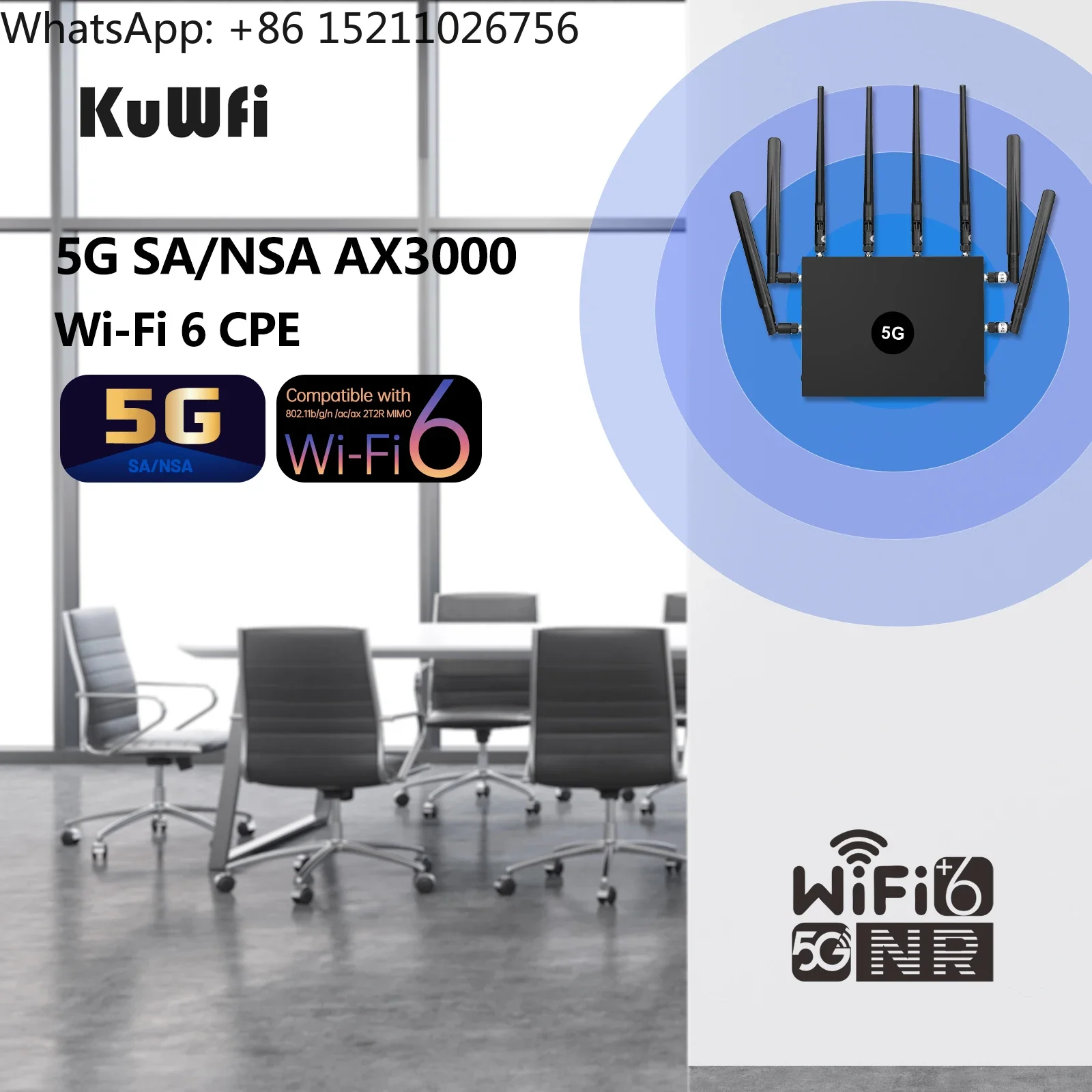 Zerotier VPN KuWFi RM503Q Router 5G, Modem GRE VPN WIFI6 3000 Mbps dengan Slot kartu Sim luar ruangan Router CPE 5G