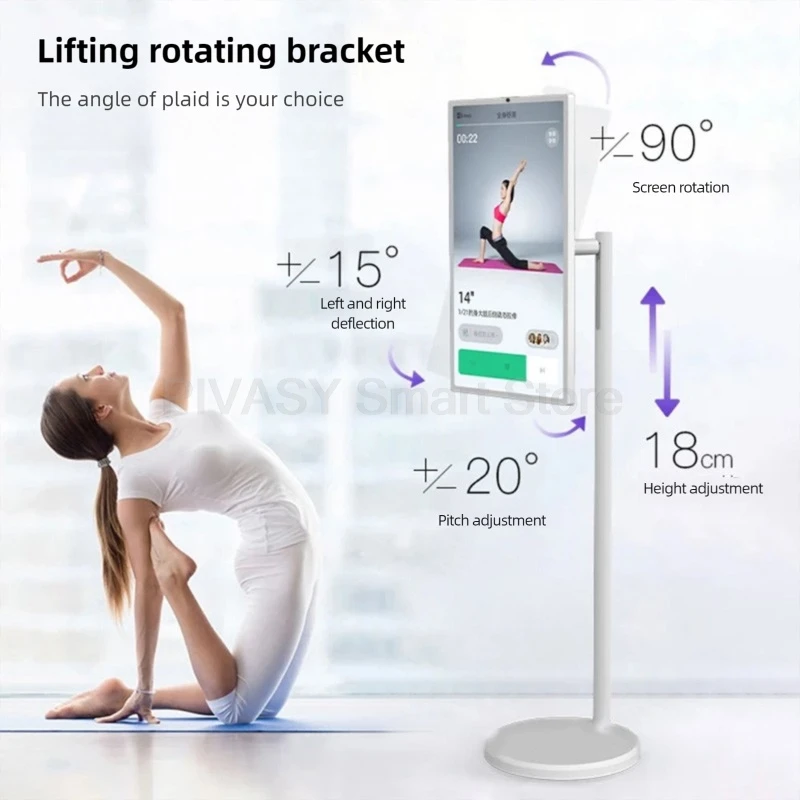 21.5 Inch Smart Tv Android 12 Interact Touch Screen Built-in Battery Moveable Stand Portable TV 1920*1080 for Gym Game Live Room