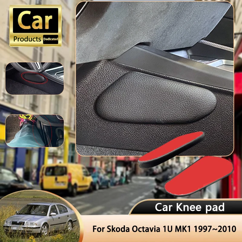 For Skoda Octavia 1U MK1 1997~2010 1998 1999 2000 Car Leg Knee Pad PU Lether Center Control Rest Cushions Thigh Support Cushion