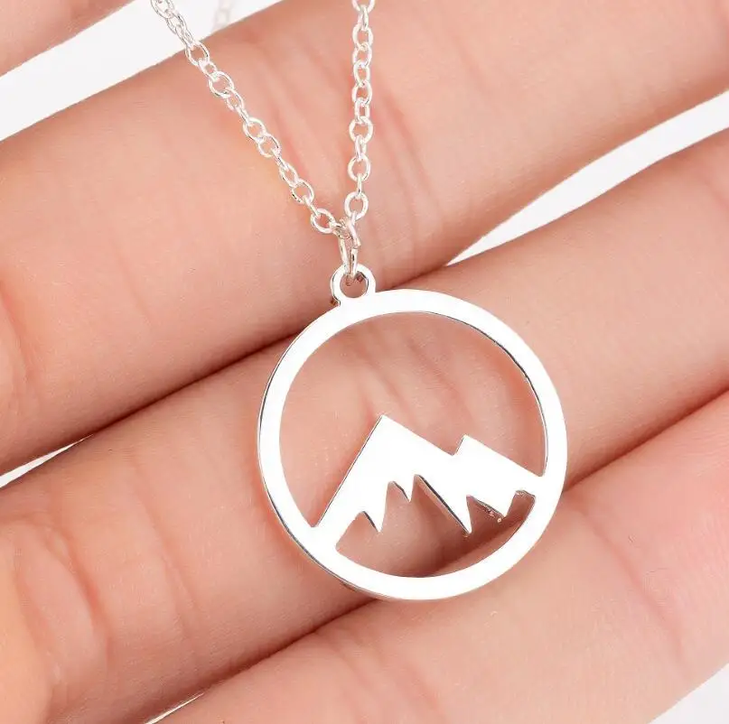 Bxzyrt Snow Mountain Stainless Steel Pendant Necklace Minimalist Mountain Range Jewellery Nature Hiker Climbing Lover Gifts