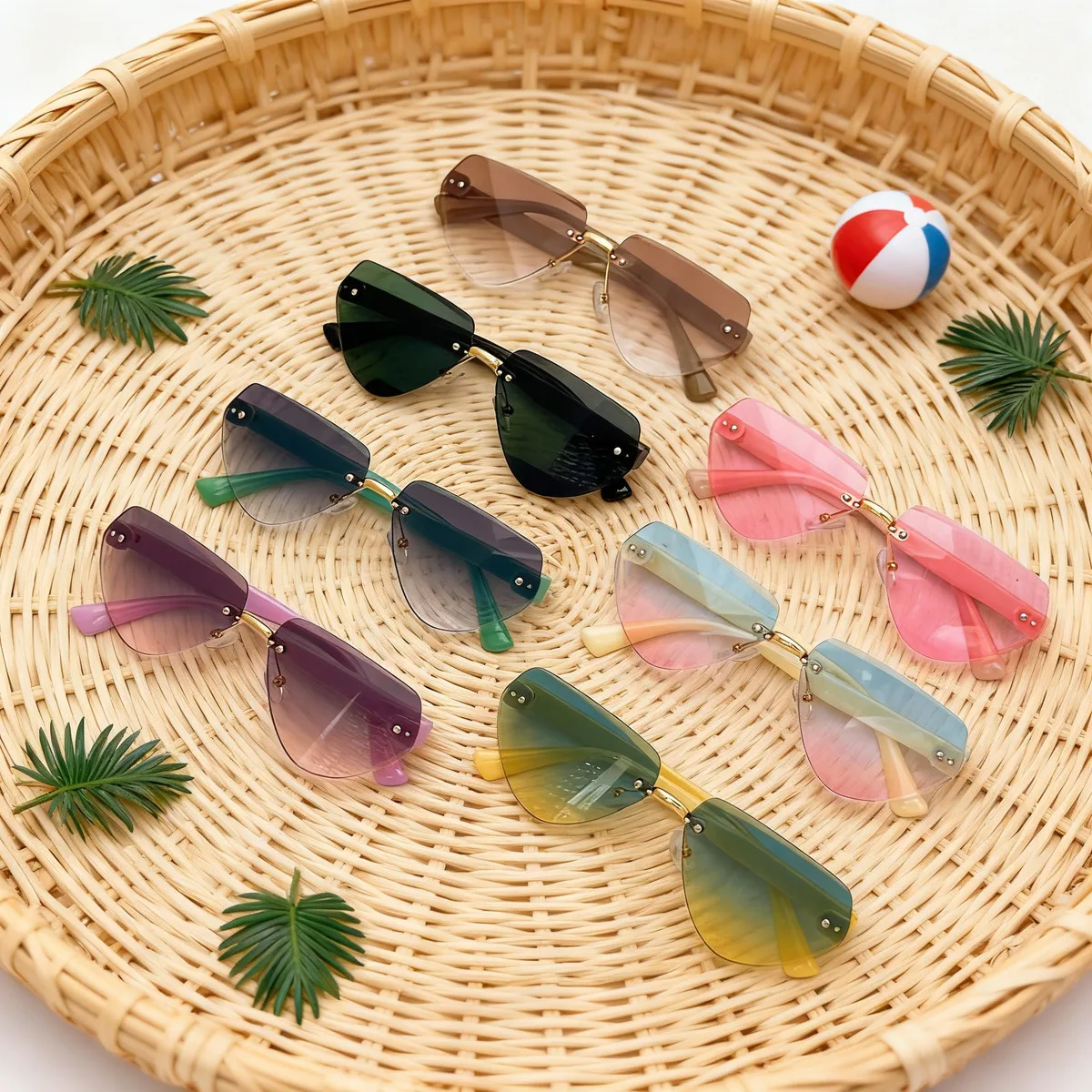 2025 Personality Trend Dopamine Color Ocean Lens Sunglasses New Children's Fashion Frameless Irregular