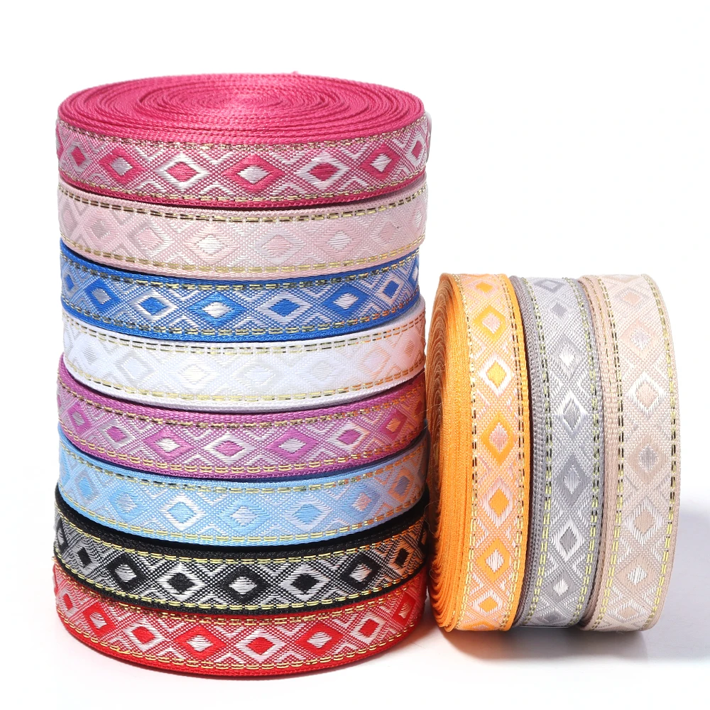 5 Yards 1,2 cm Buntes Ethnisches Besticktes Jacquard-Band für Kleidung, Taschenverzierung, Dekoration, Geschenkverpackung, DIY-Kopfbedeckungszubehör – Detail 5