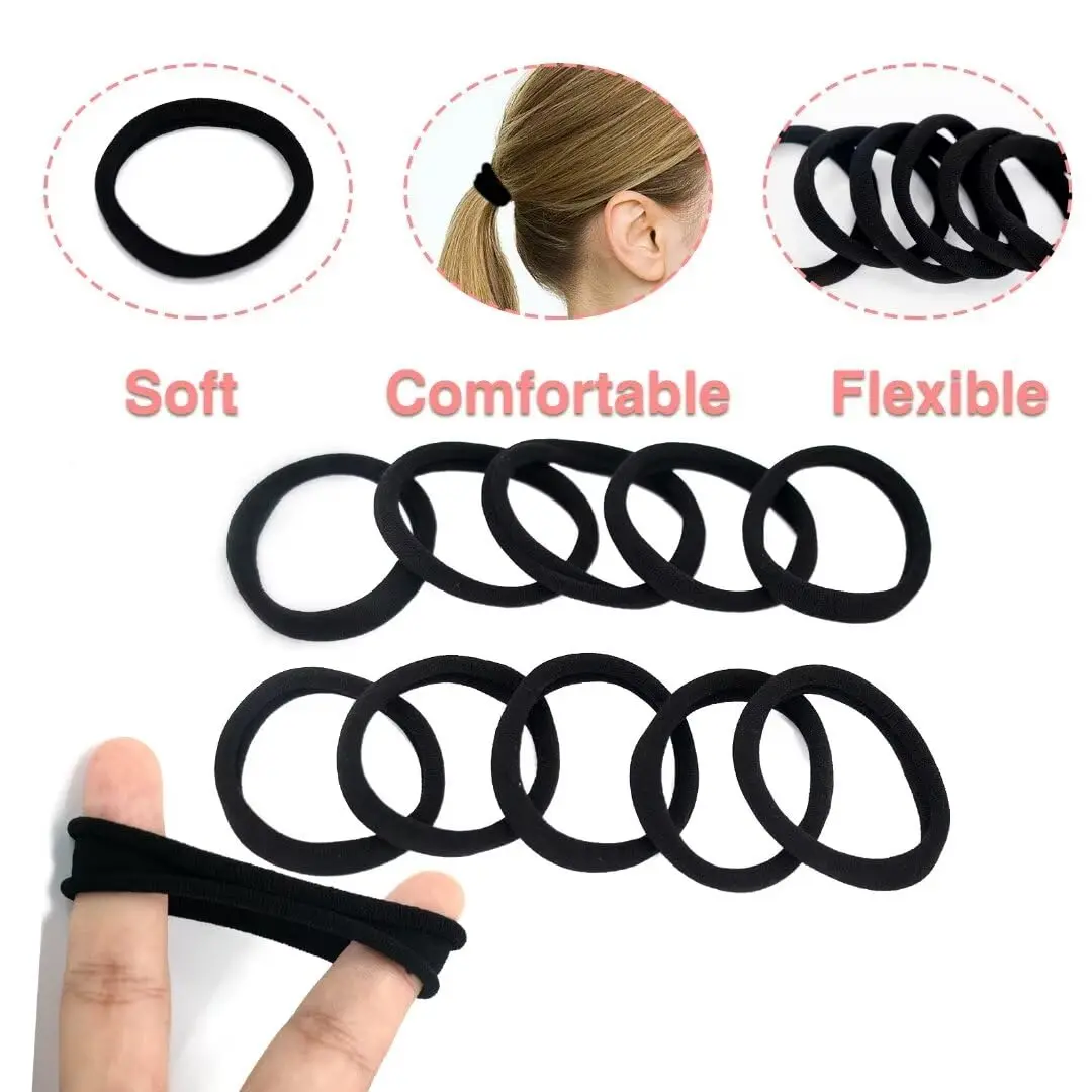 50/100pcs Thick Seamless Hair Ties, Ponytail Holders Hair Accessories, No Damage, for Thick Thin Hair Women Girls