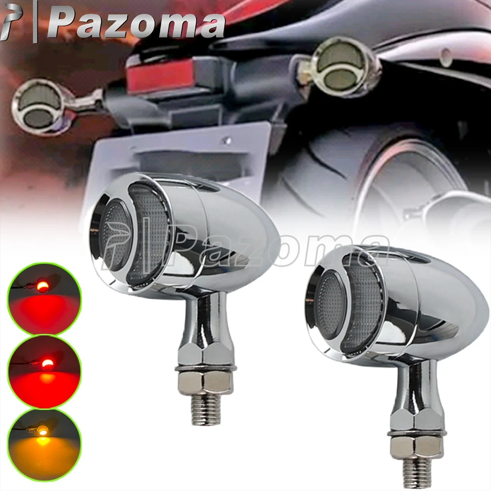 Universal Motorcycle Bullet Style Indicator LED Turn Signal Light Rear Stop Flashing Lamp For Yamaha Suzuki Honda Kawasaki BMW