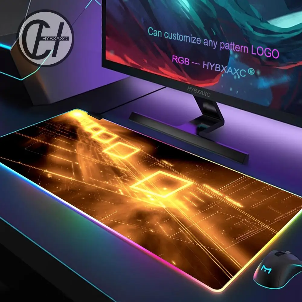HYBXAXC 100X50CM تكنولوجيا ماوس الوسادة RGB الألعاب ماوس الوسادة حصيرة مكتبية HD ألعاب كبيرة مصباح ليد XXL RGB ماوس الوسادة