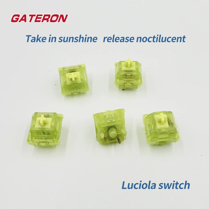 

GATERON Luciola клавиатурный переключатель 5-контактный линейный 55 г RGB DIY горячая замена глянцевый полупрозрачный зеленый верхний корпус светятся в темноте
