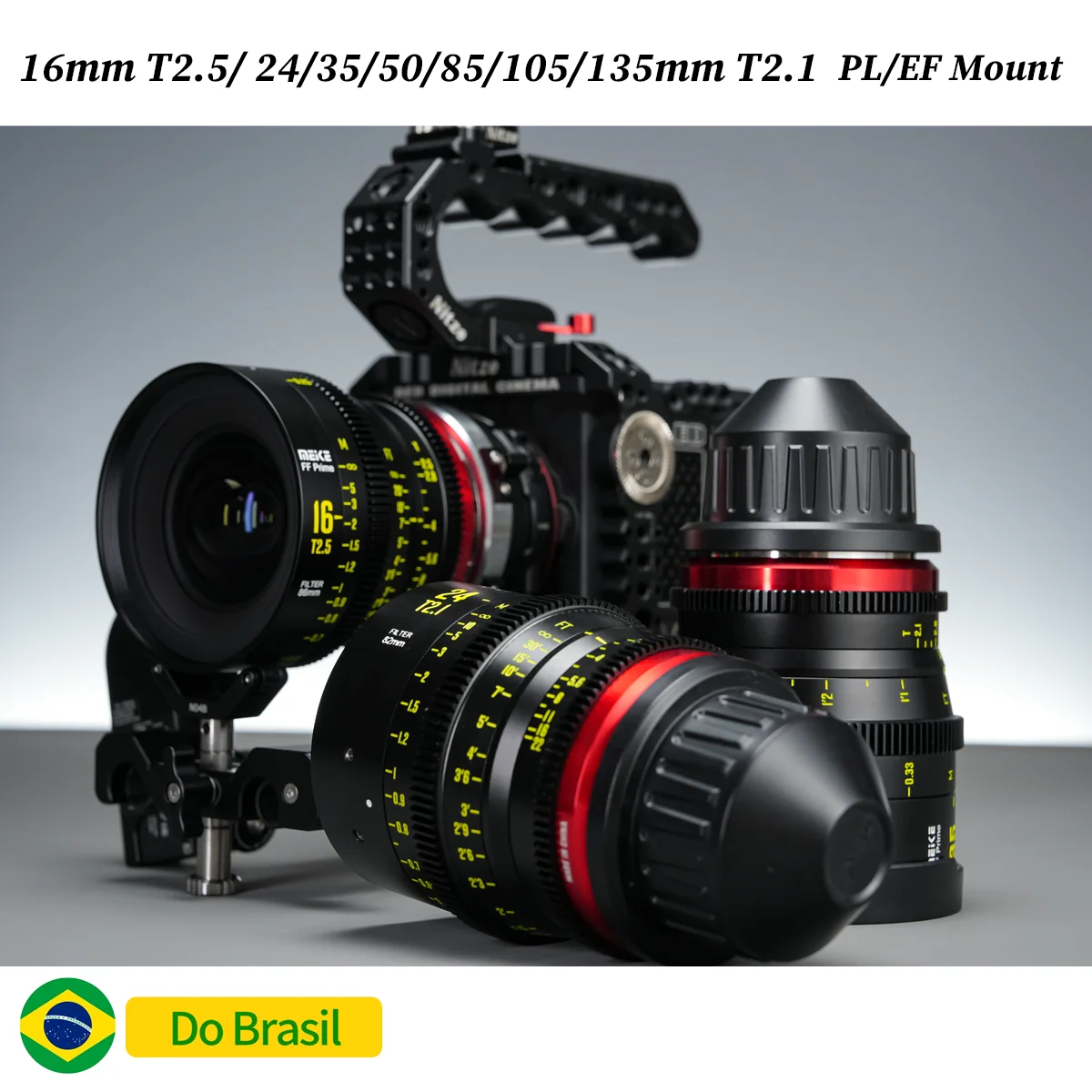 (Do Brasil) Lente de Cinema Meike Prime 16mm T2.5/24mm/35mm/50mm/85mm/105mm/135mm T2.1 para Sistemas de Câmeras de Cinema Full-Frame