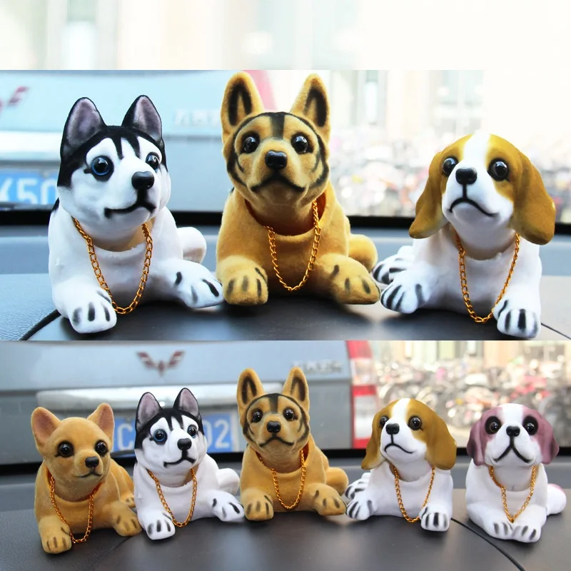 2022Doll Husky Beagle St Bernard Shepherd Shake Head Dog Decoration Car Interior Decoration Cute Creative Gift Tabletop Ornament