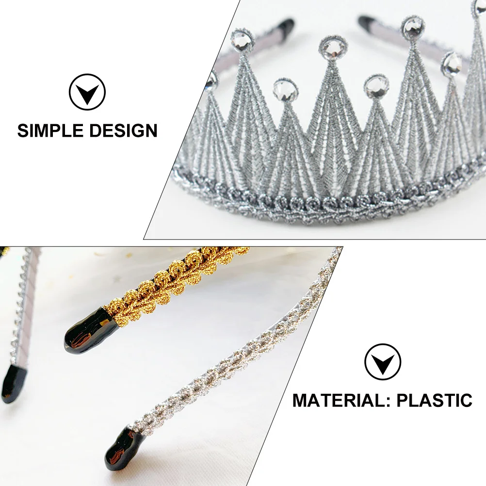 

Crown Drill Headband Party Decor Rhinestone Headdress Hair Accessories