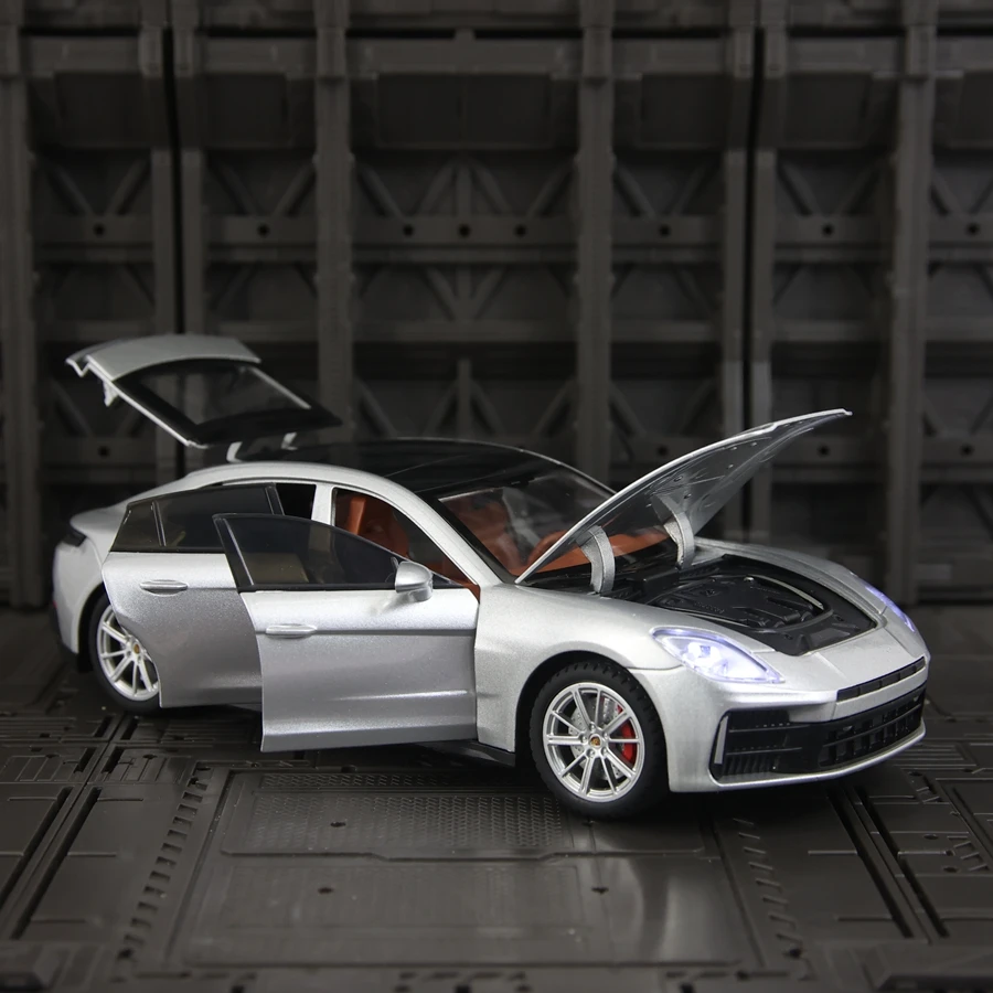 Simulación 1:24, colección de adornos de modelo de coche de aleación Porsche Panamera, puertas y capó del motor, el maletero se puede abrir