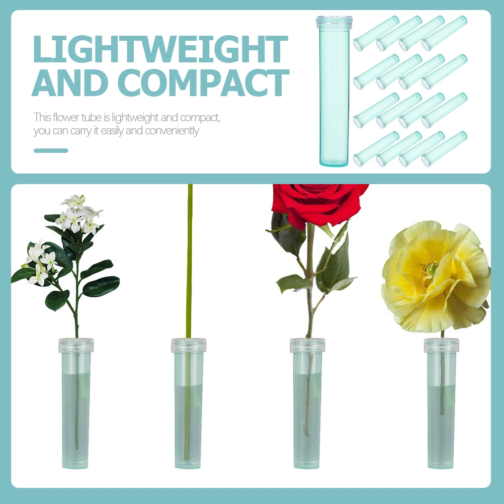 

Flower Stem Water Tubes Single for Flowers Floral Plastic Vials Storage with Caps