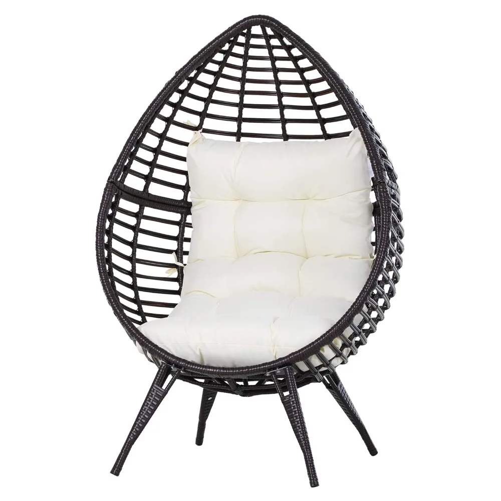 

Patio Wicker Egg Chair w/Soft Cushion, Teardrop Cuddle Seat, Outdoor/Indoor Patio Chair, PE Plastic Rattan, Customized