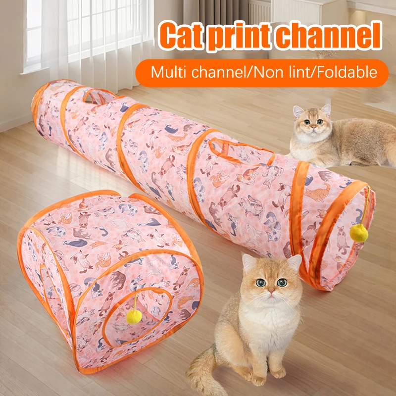 Kreatywny drukowany tunel dla kota Składany tunel dla kota Oddychające zabawki interaktywne dla zwierząt domowych Artykuły do ćwiczeń dla kotów Zabawki dla kotów