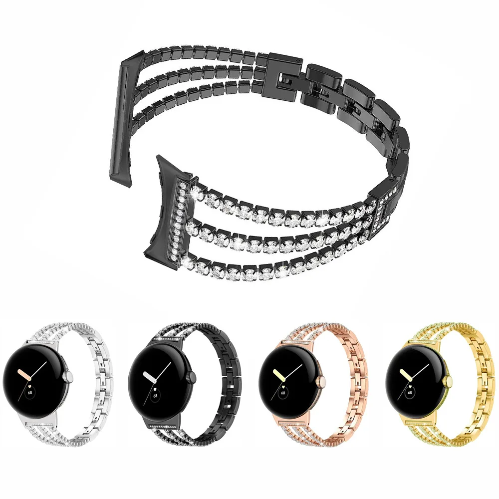 For Google Watch Pixel Watch4 Wholesale Crystal Jewelry Chain Ladies Replacement Straps High Quality