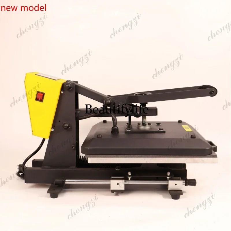N138Yellow Drawer Type Flatbed Heat Press Machine Manual Heat Printer 38*38cm