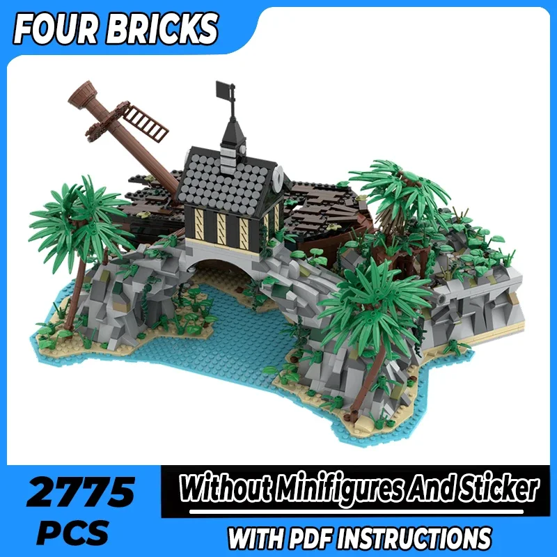 Modelo Street View Moc, bloques de construcción Dominica Pirate Beach, tecnología, bloques modulares, regalos, juguetes de Navidad, conjuntos DIY de montaje