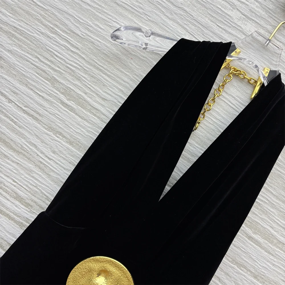 فستان سهرة نسائي شتوي 2025، مخملي، إبزيم معدني، مشد، فستان طويل أنيق للسيدات، Y2K جديد، فستان حفلات عالي الجودة