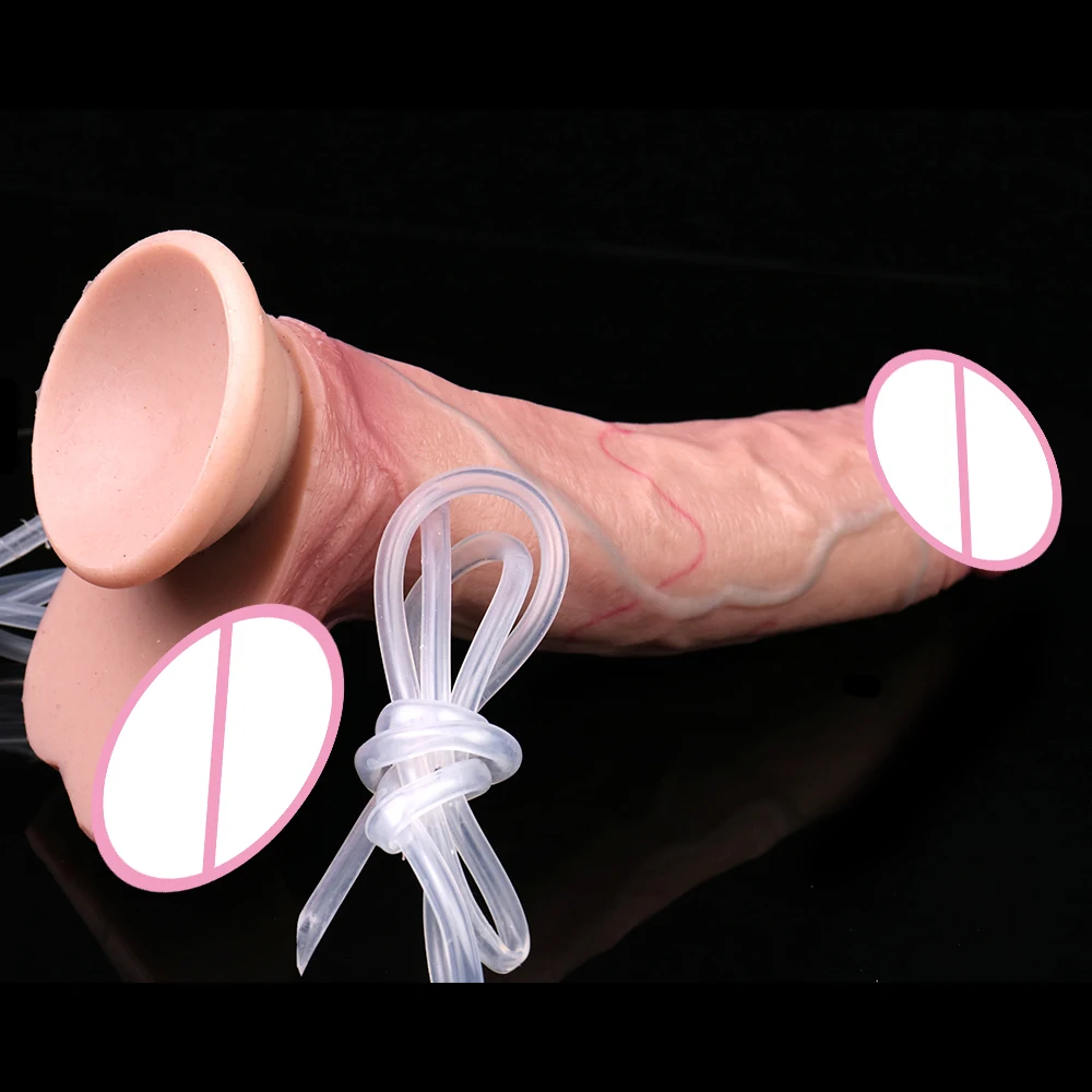 SXXY 9.45''Ultra Dildo With Inflate Squirting Function Silicone Lifelike Male Female Masturbation Anal Plug For Men Women Sex