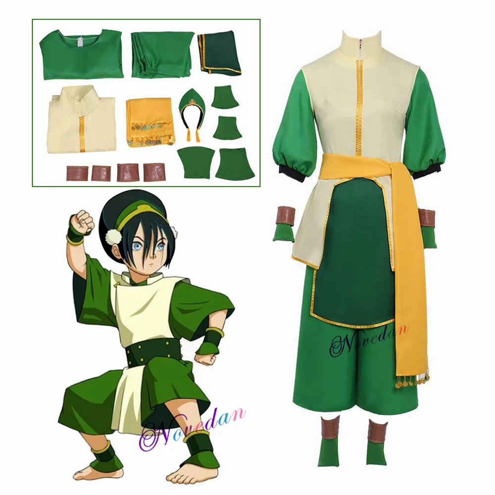 Avatar The Last Airbender Toph Beifong Cosplay Costume Adult Anime Halloween Costume Women Men Carnival Suit Outfit Full Set