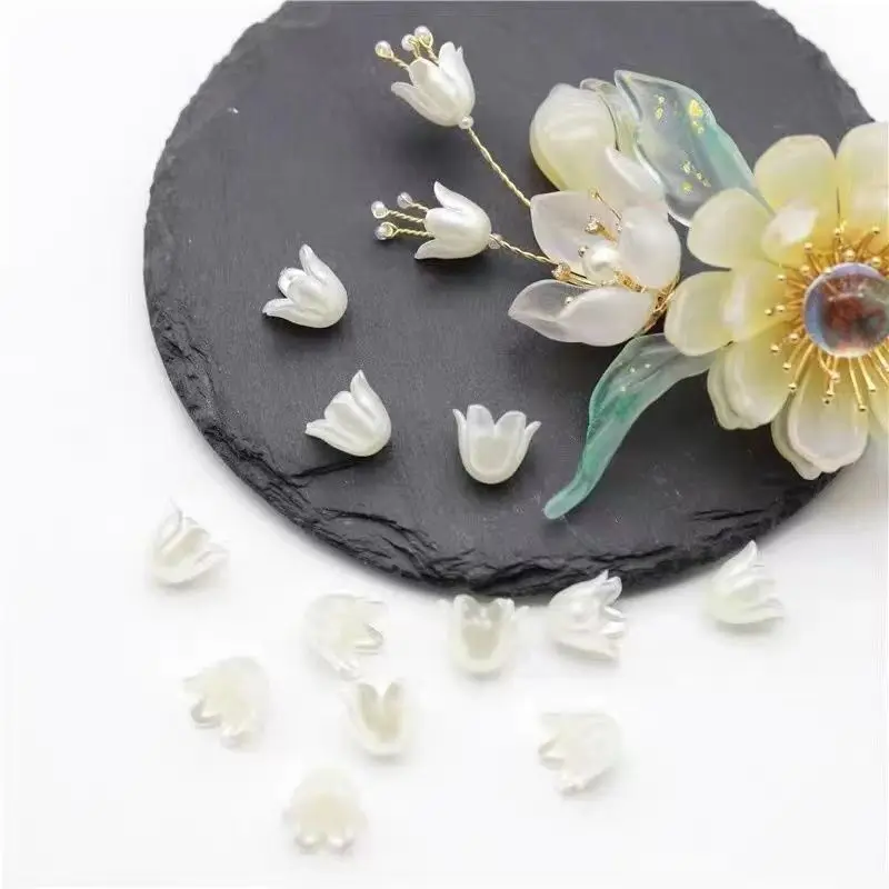 20Pcs/set AB Color Lily of the Valley Loose Beads Caps DIY Jewelry Accessories Flower Holders Brooches Hair Jewelry Making