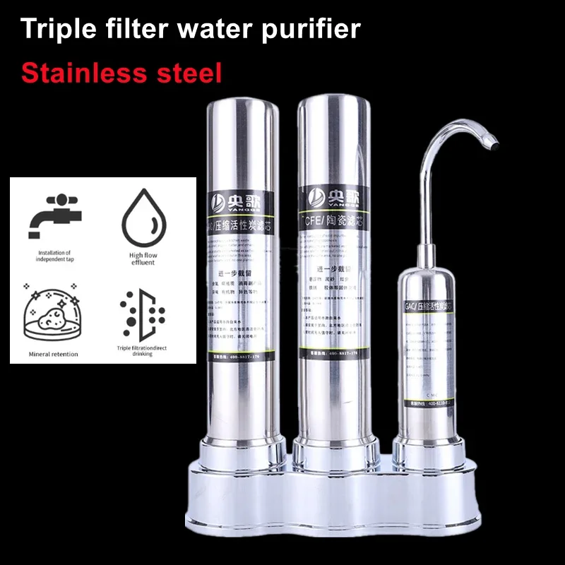 Purifying Machine Kitchen Countertop Drinking Water Purifier Ceramic  Activated Carbon Household Filter System
