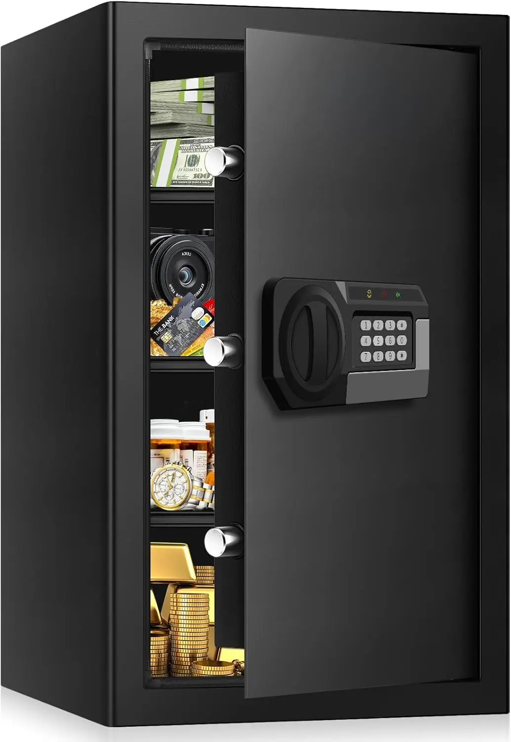 

Большие сейфы на 5,1 куб для домашнего использования, противопожарный и водонепроницаемый, противоугонный сейф для домашней безопасности с цифровой клавиатурой и 3 съемными полками a