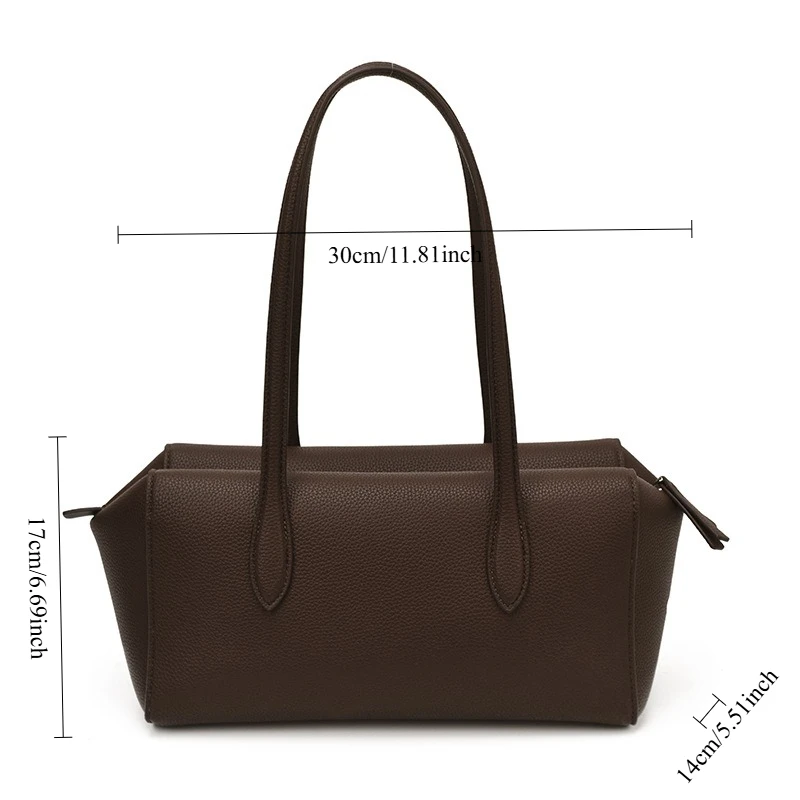 Vintage Trendy Lychee Pattern Soft PU Tote Shoulder Bag Large Capacity Luxury Casual Commuter Underarm Handbag For Women