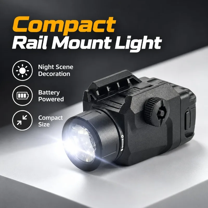 Compact Rail Mount Decor Light Model, Constant on & Flash Function, Lightweight Night Ornament