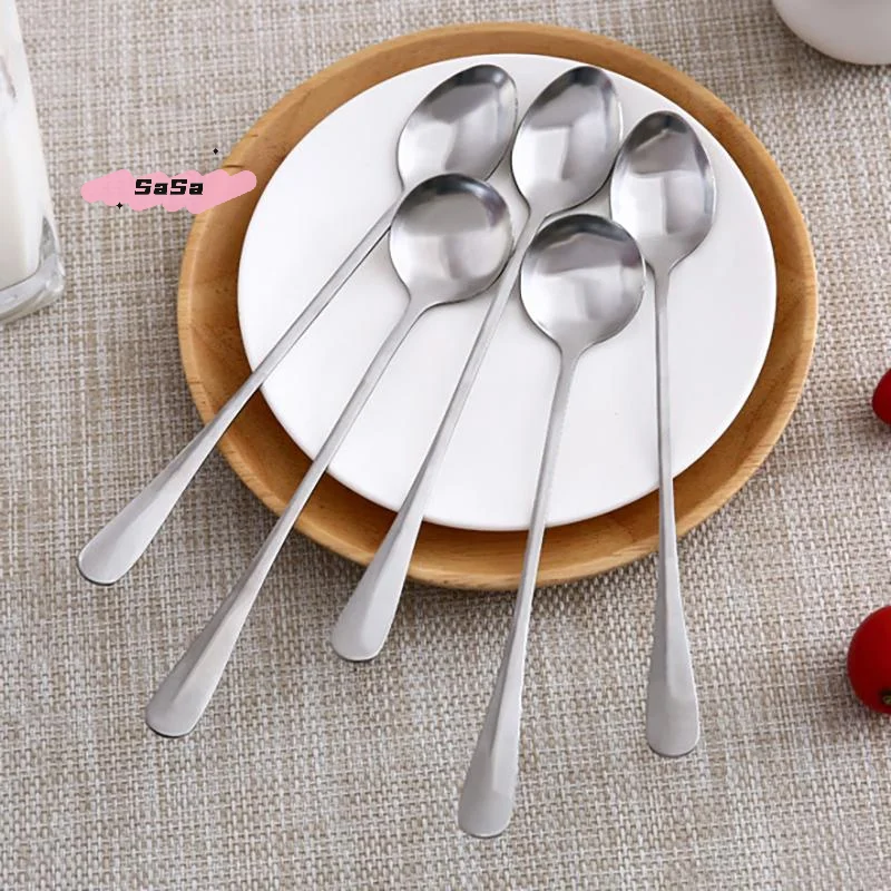 

1Pc Long Handle Stainless Steel Spoon for Coffee Ice Cream Stirring Meal Tableware Household Dinner Fruit Fork