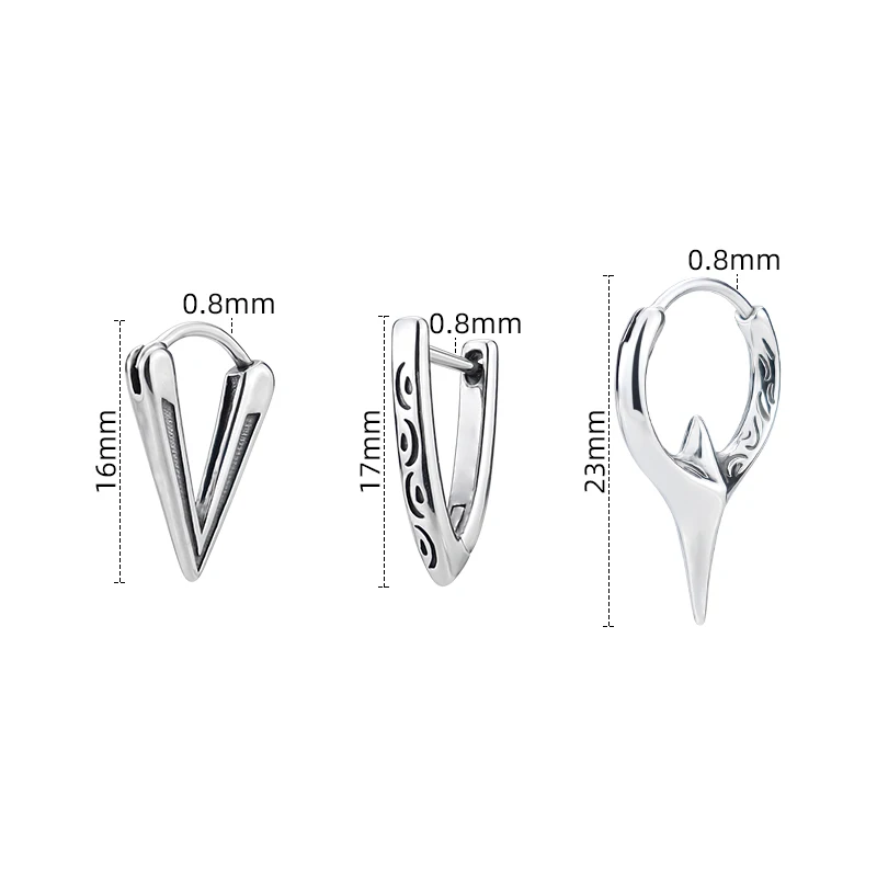 Gothic Triangle Earrings Stainless Steel Men's Buckle Pointy Cone Hoops Earrings jewellery Findings