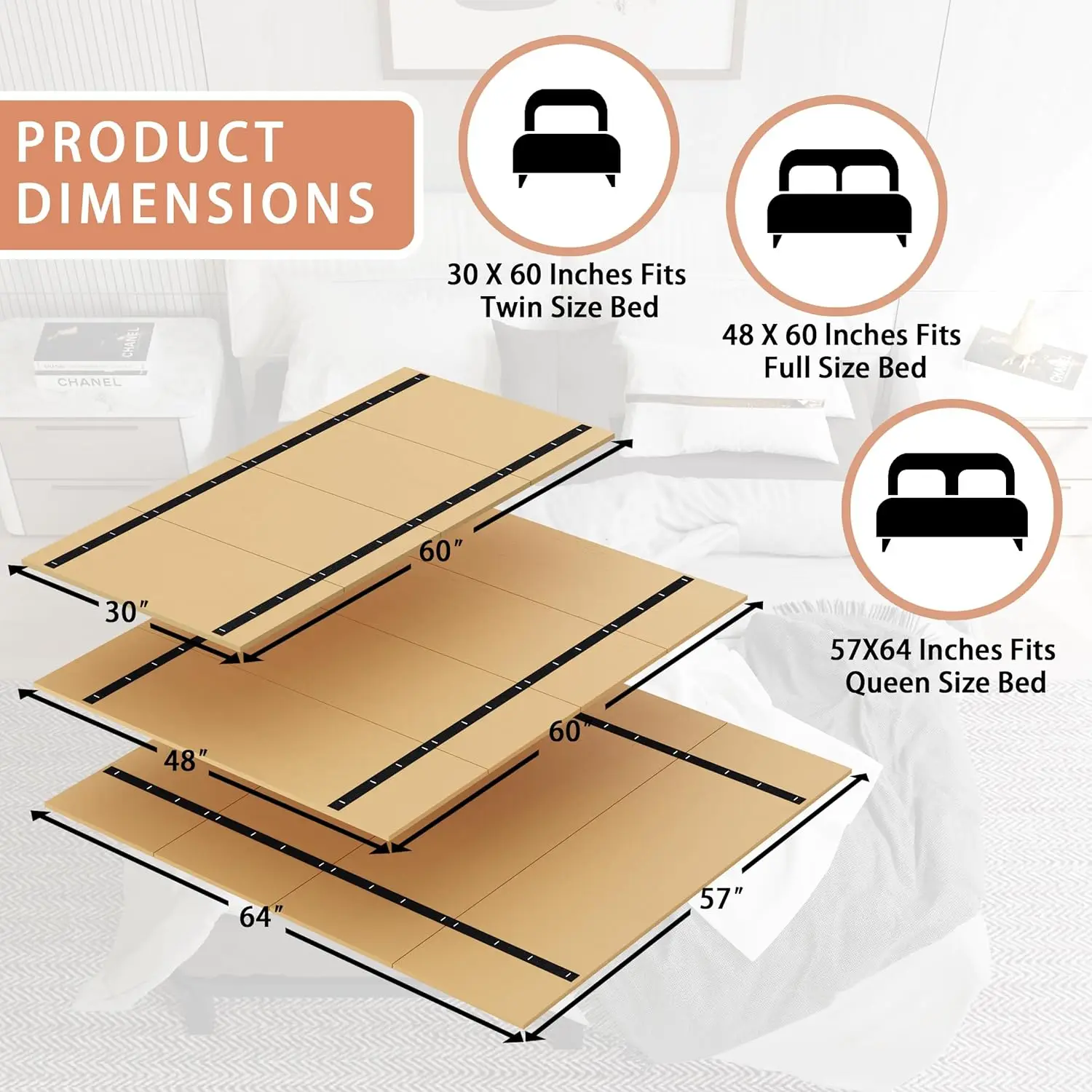Foldable Box Spring, Bunkie Board, Bed Support Slats, Bed Boards for Under image 2