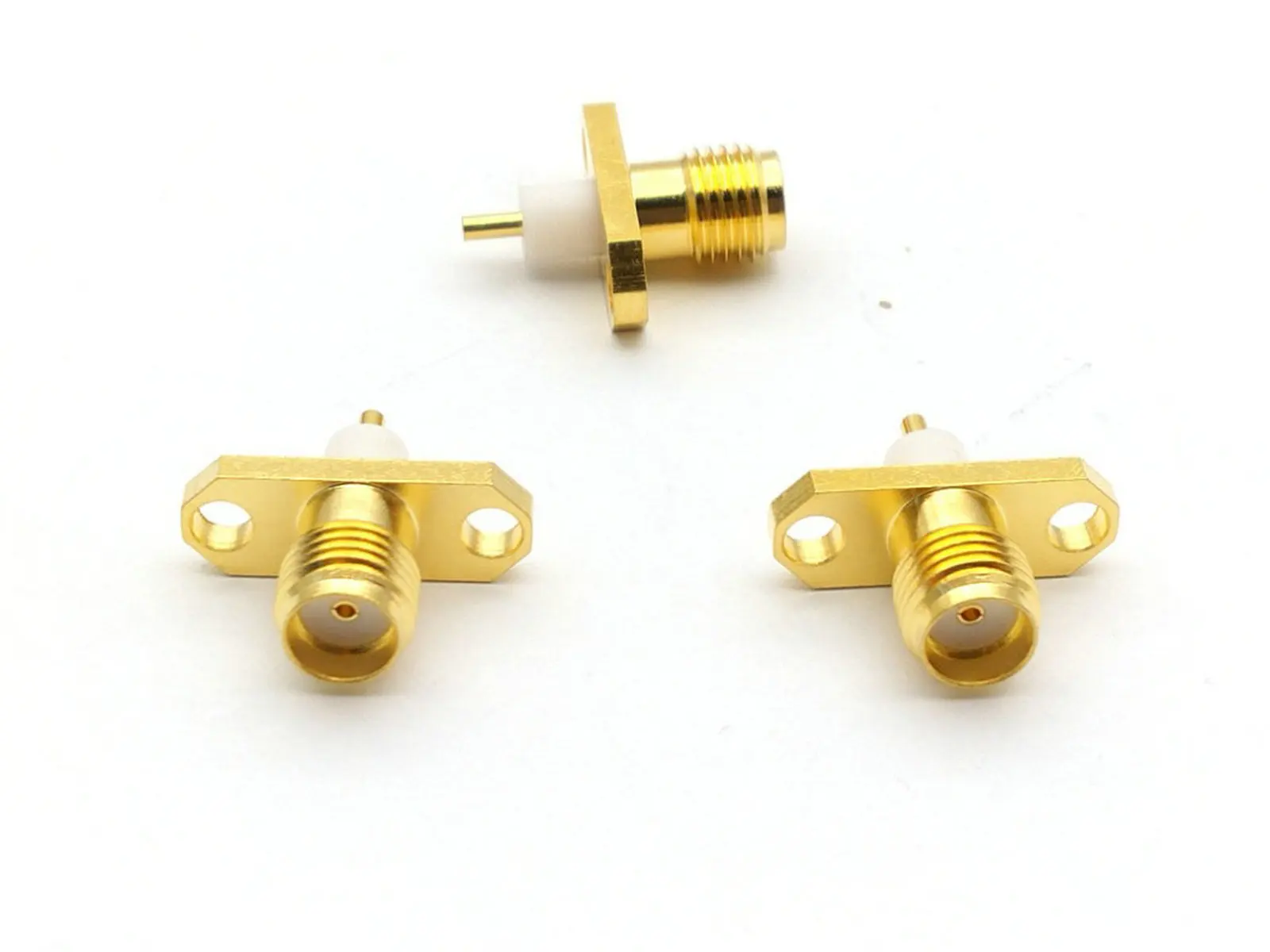 Gold SMA SMA female PTFE with 2 holes flange solder ADAPTER connector