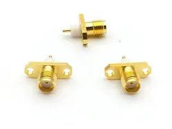 Gold SMA SMA female PTFE with 2 holes flange solder ADAPTER connector