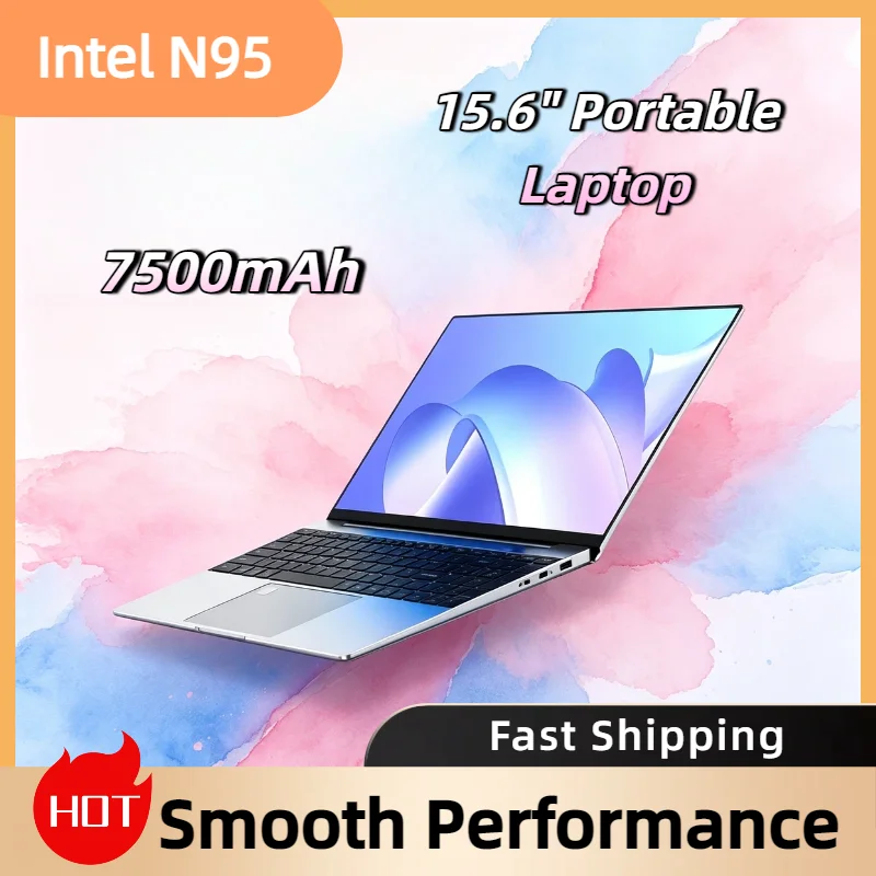 

2026 NEW Gamer Laptop 15.6 Inch Intel N95 32GB DDR4 2TB SSD 7500mAh Windows 11 Portable Notebook PC Backlit Fingerprint Office