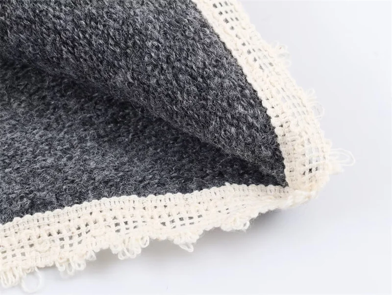 Nieuwe herfst en winter dames eenvoudige lange sjaalkraag kanten rand gebreide trui mode casual dames gebreide top