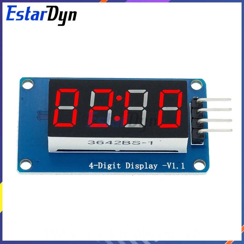 Estardyn Tm1637 4 Bits Digitaal Led Display Voor Arduino 7 Segment 0.36Inch Klok Rode Anode Buis Vier Seriële Driver Board Pack